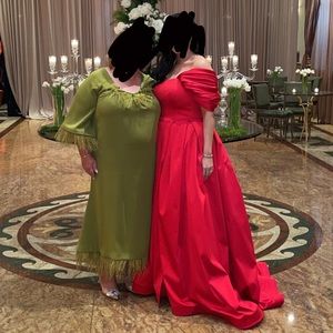 Lime green feather gown